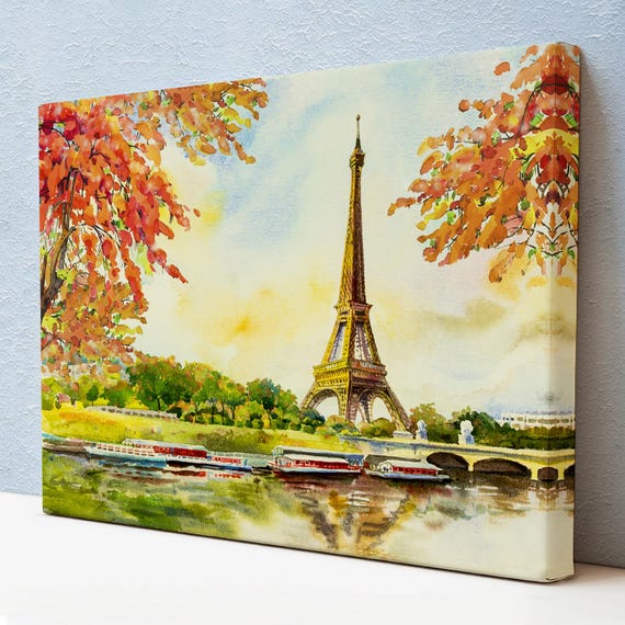 Seine River And Eiffel Tower View Oil Painting Decorative Wall Art Office Wall Decor Large Wall Art Modern Wall Decor