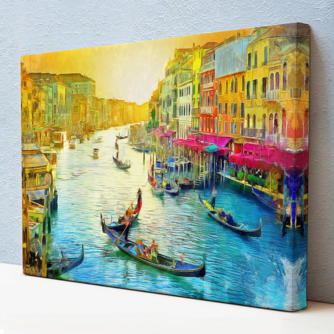 Venice Italy Gondolas Golden Sunset Grand Canal Bright Poster