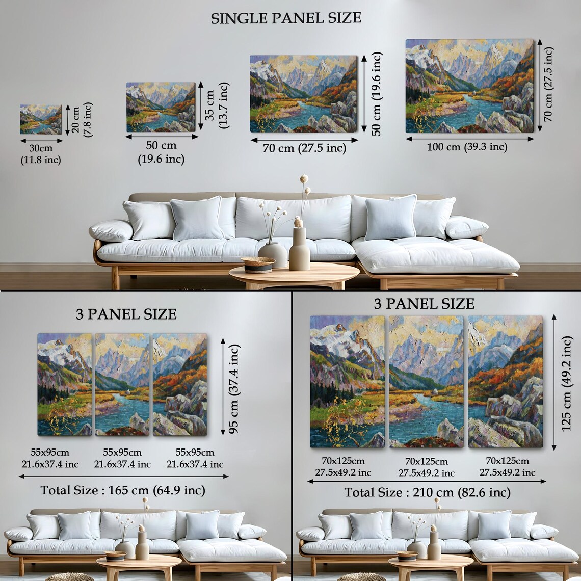 Snow Capped Mountain Valley Lake Autumn Alpine Landscape Art Poster - Image 4