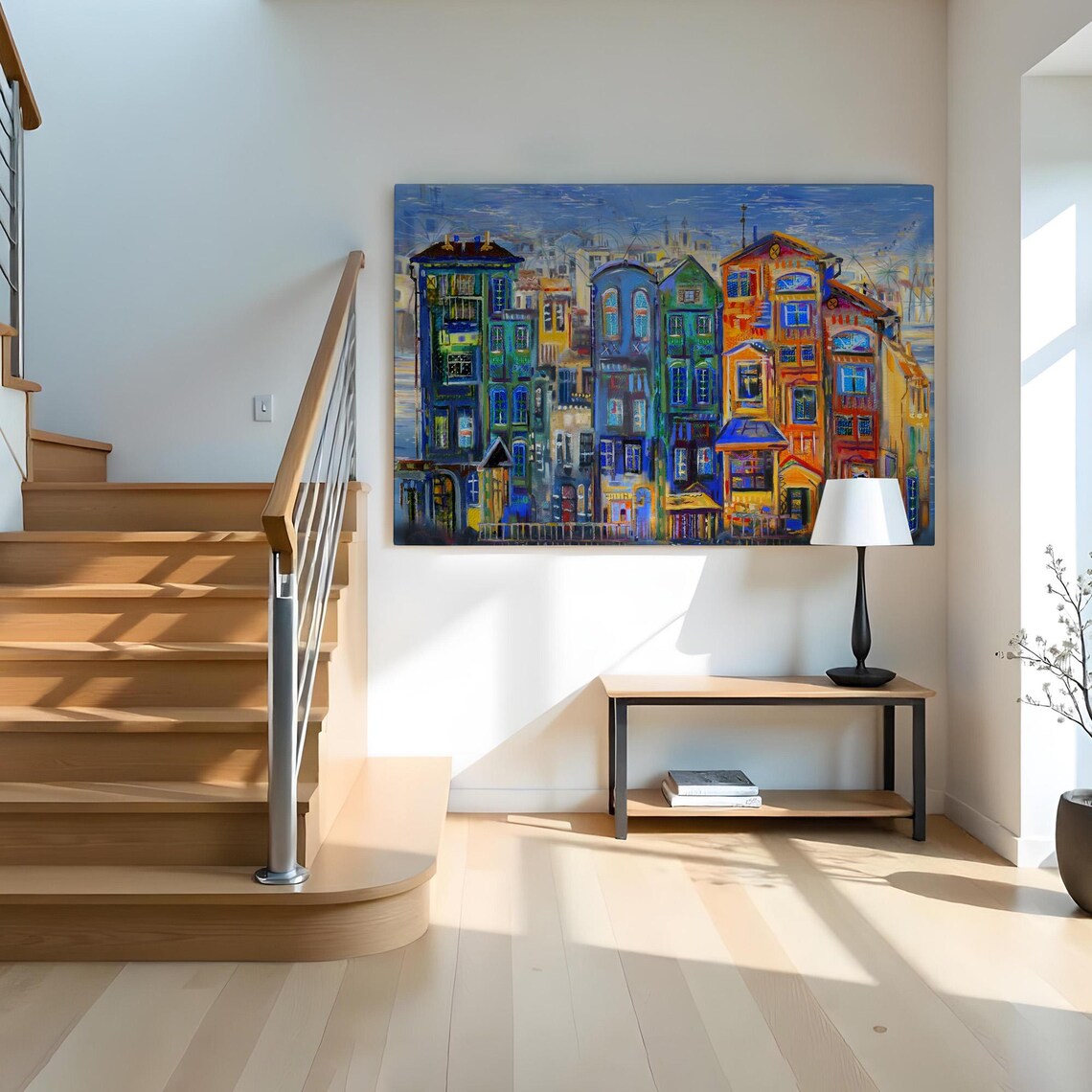 Colorful Dutch Old Town Houses Vibrant Waterfront Canal Street Poster - Image 2