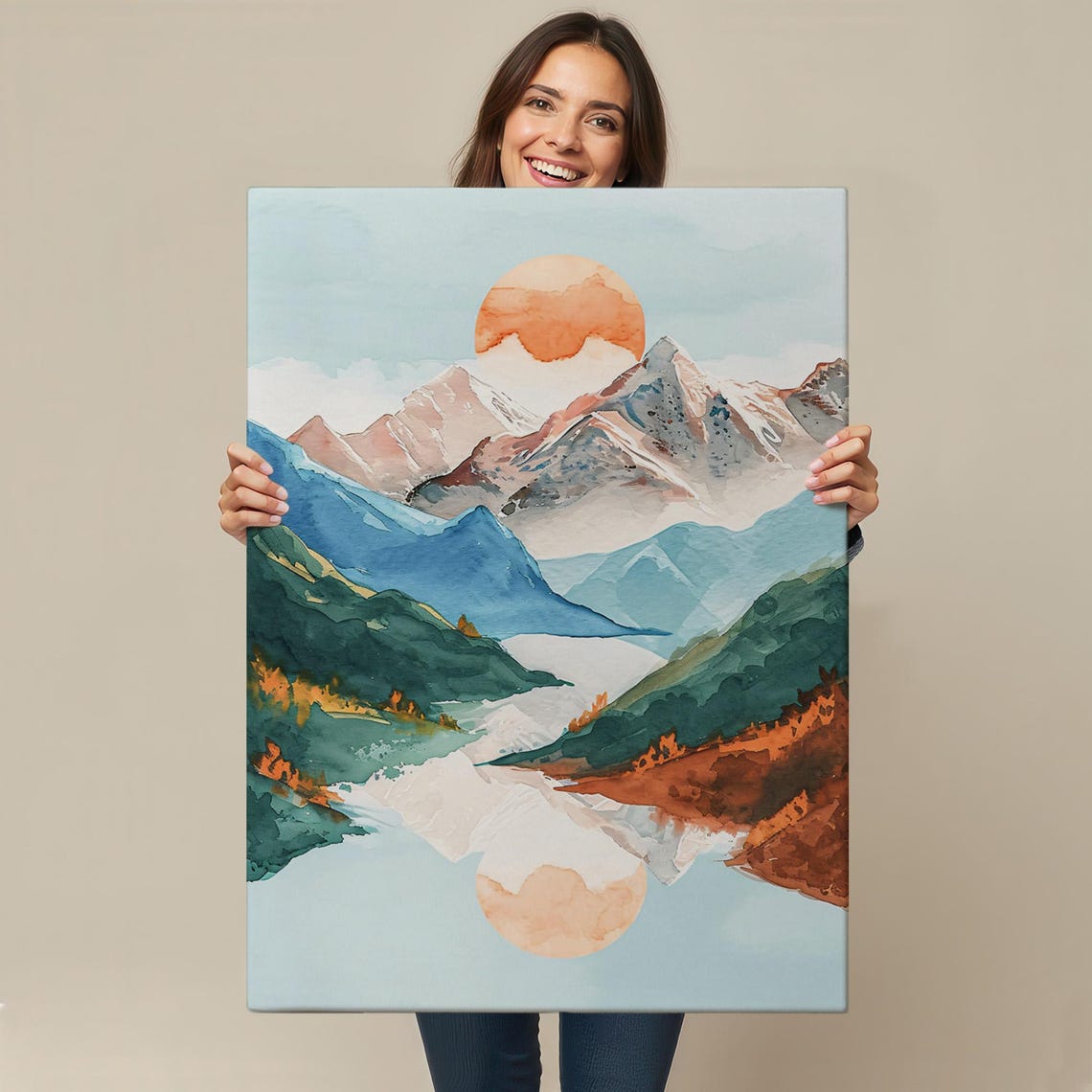 Sunset Between The Mountains Painting Nature Wall Decor Nature Print Nature Decor Landscape Wall Table - Image 4