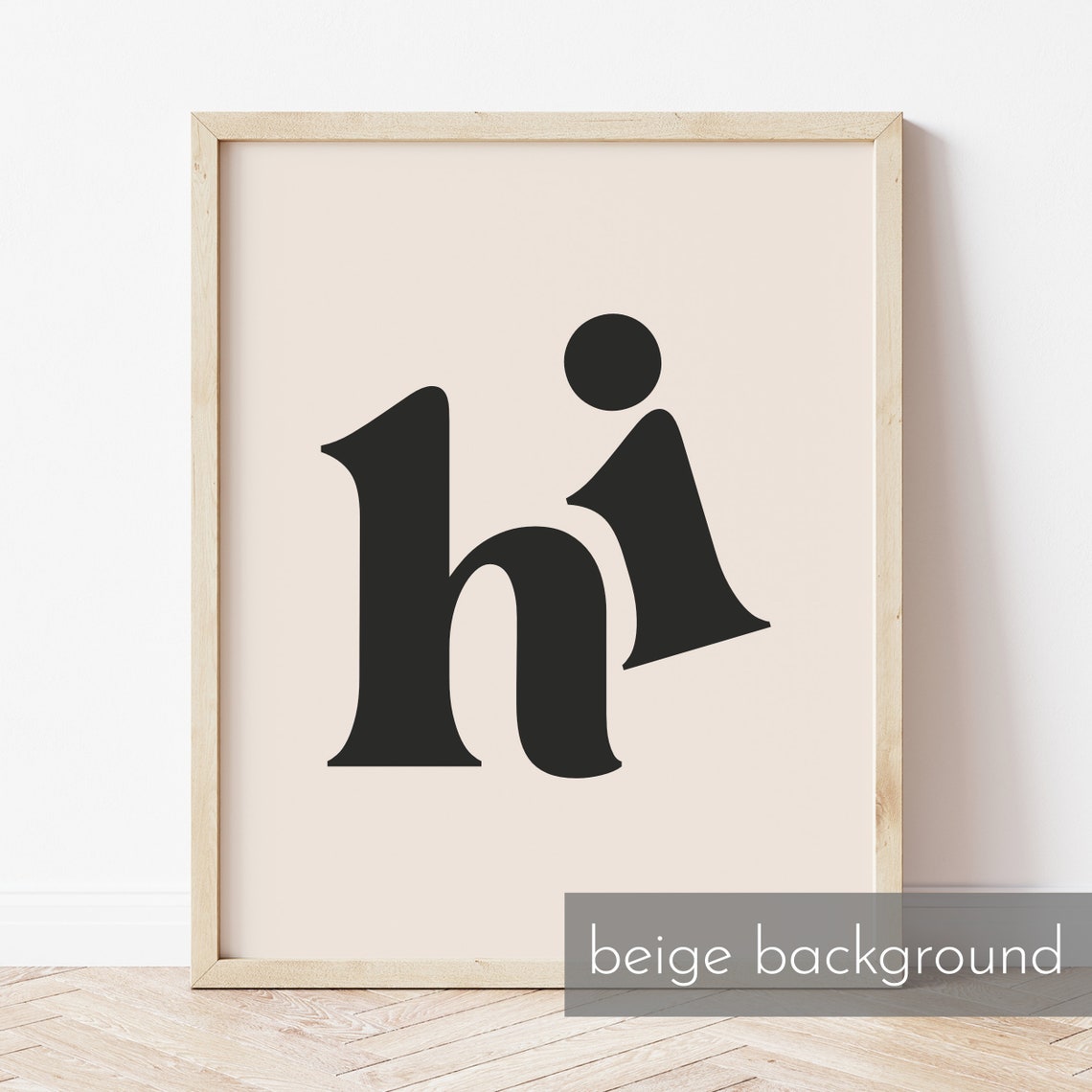 Hi Oversized Retro Lowercase Black Letter Minimalist Typography Print - Image 2