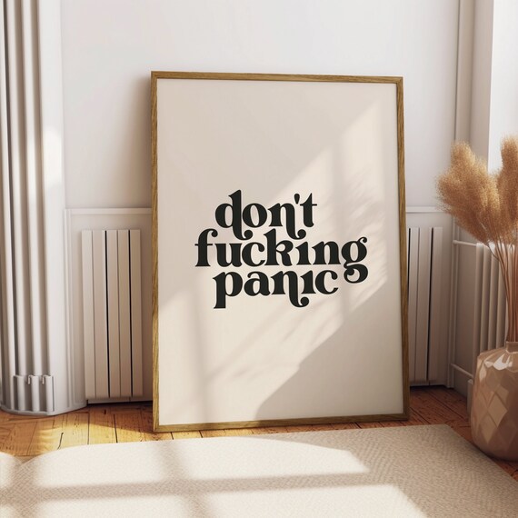Dont Fucking Panic Funny Rude Wall Art Print Home Decor And Poster For Living Room Art