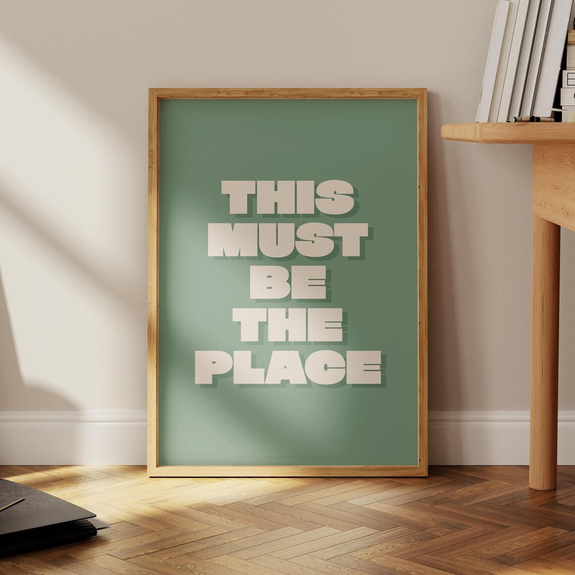 This Must Be the Place Green Welcome Sign Retro Typography Print