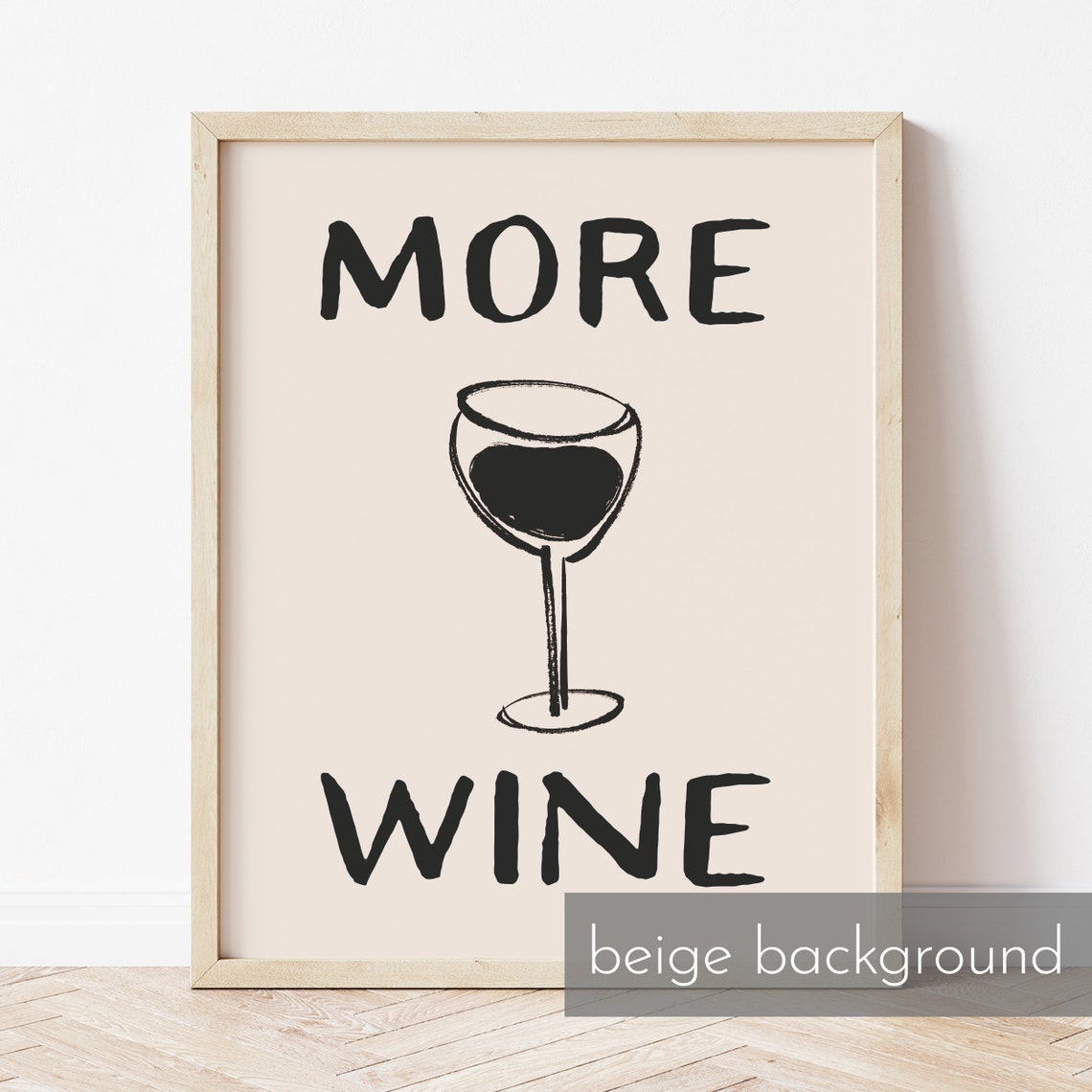 More Wine Black Text with Wine Glass Kitchen Typography Print - Image 2