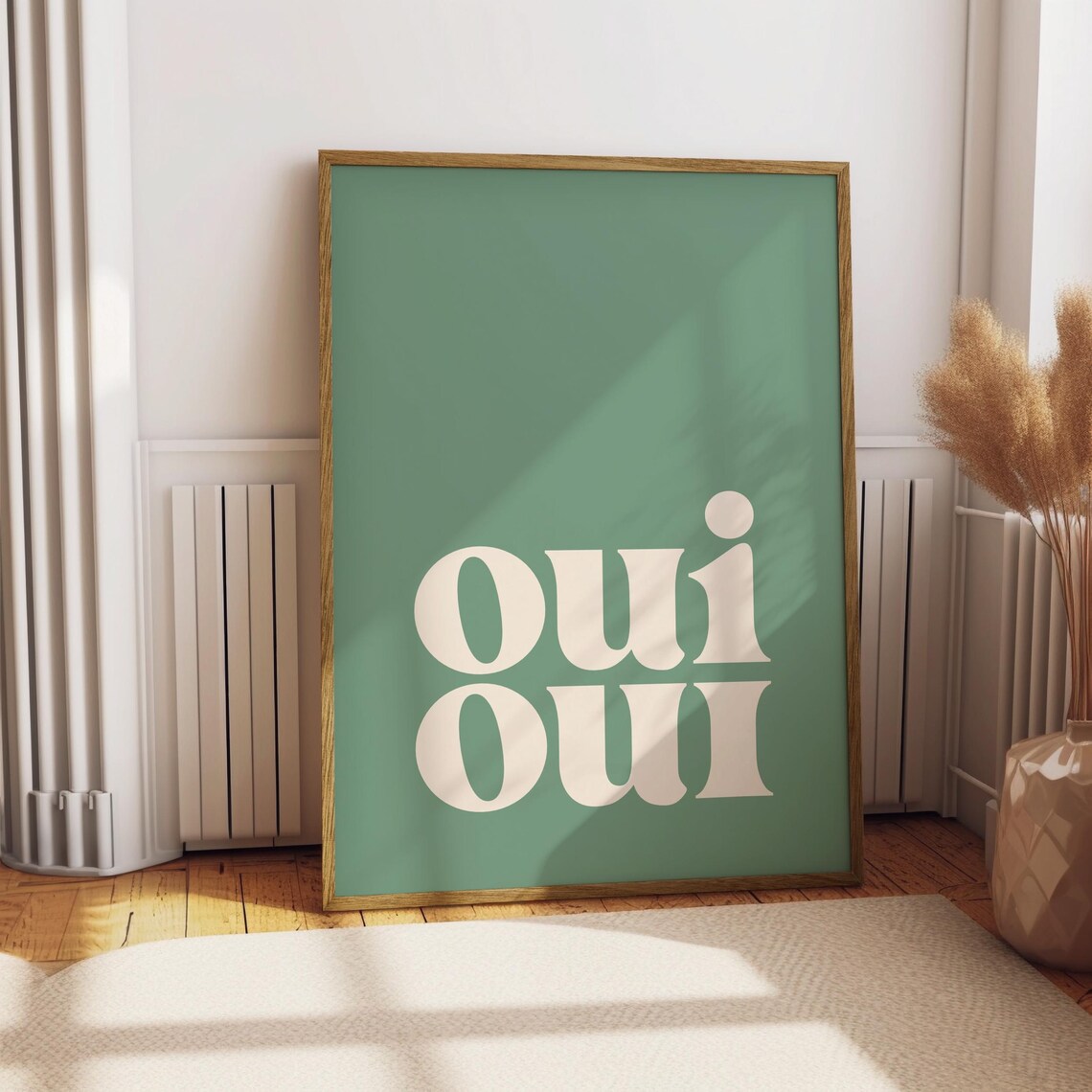 Oui Oui Sage Green Oversized Retro French Quote Bathroom Art Print - Image 3