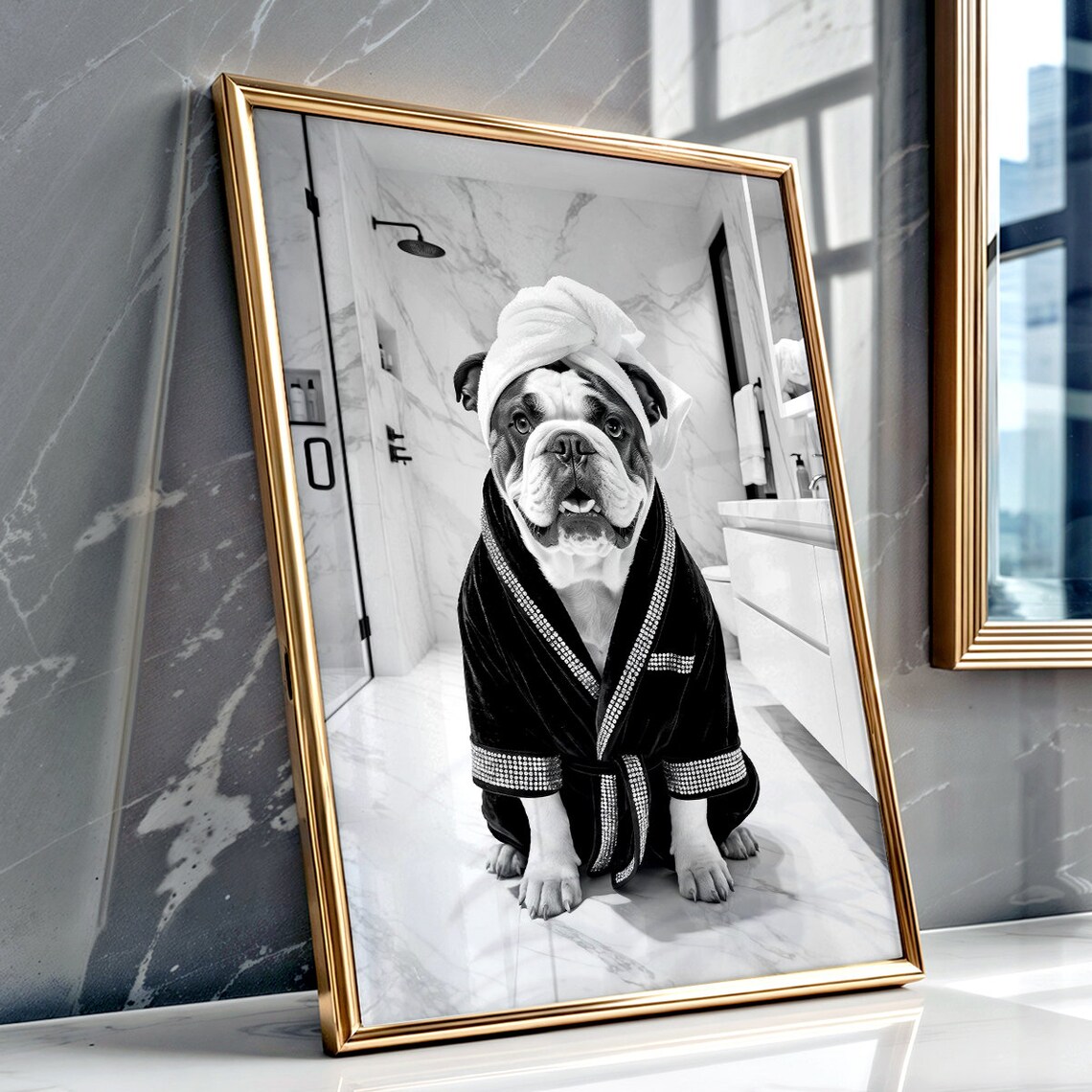 English Bulldog Funny Bathroom Decor, Poster - Image 2