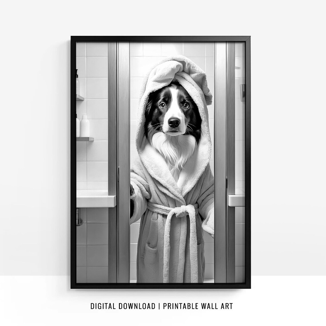 Border Collie Funny Bathroom Decor Art Print - Image 5