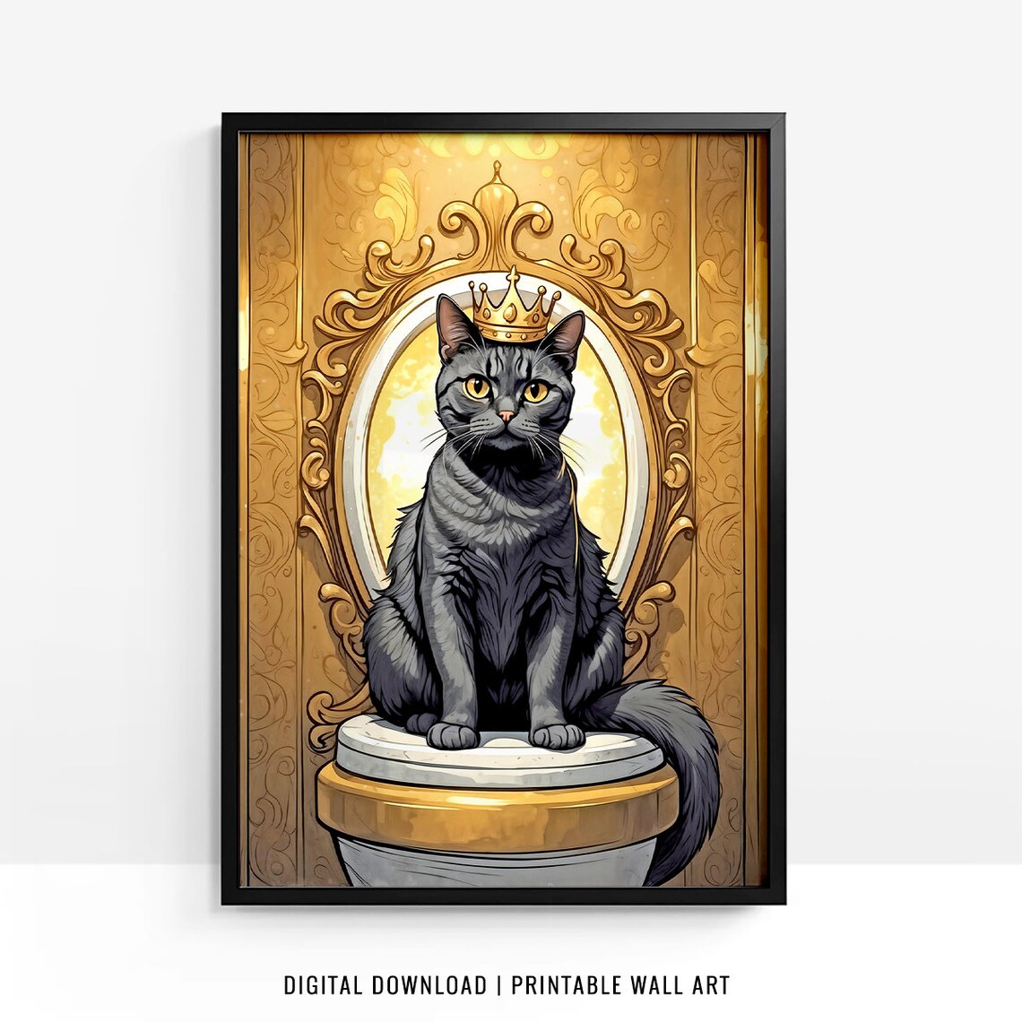 Scottish Fold Cat, Funny Bathroom Art Print