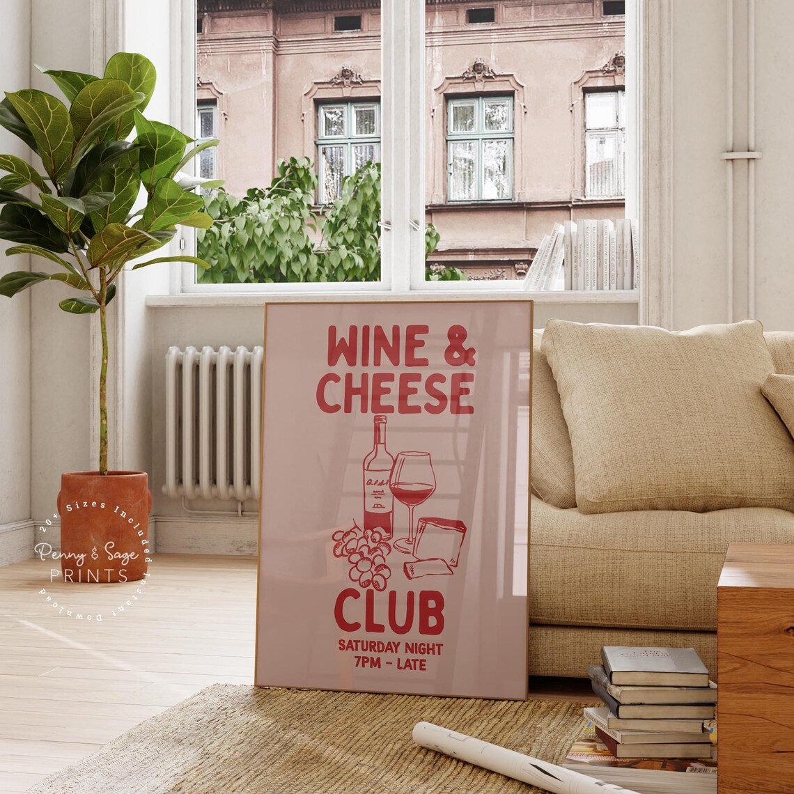 Wine And Cheese Club Kitchen Bar Cart Art Print