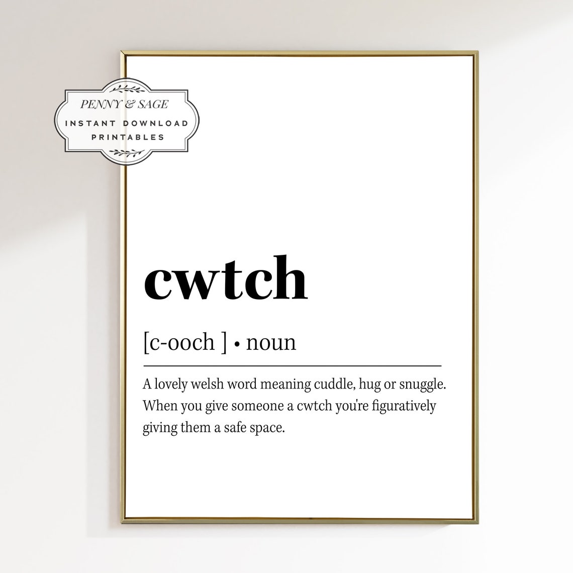 Cwtch Definition Poster Welsh Word Cozy Love Dictionary Typography
