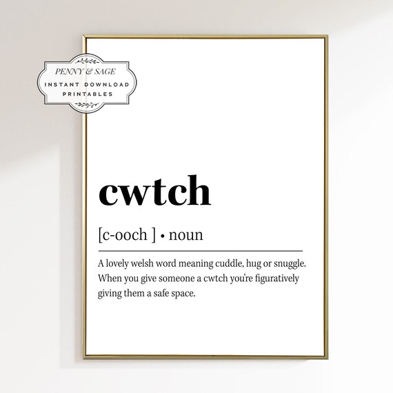 Cwtch Definition Poster Welsh Word Cozy Love Dictionary Typography