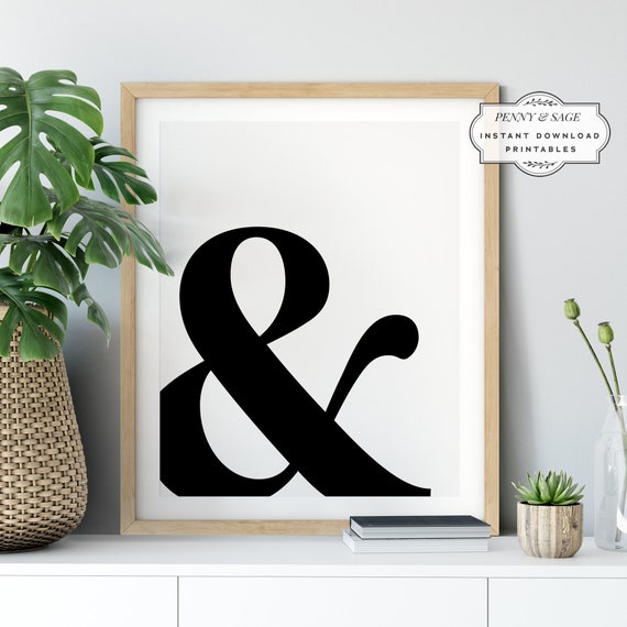Ampersand Sign Art Ampersand And Print Minimalist Art Black And White Prints Symbol Bedroom Wall Decor Gift For Friend