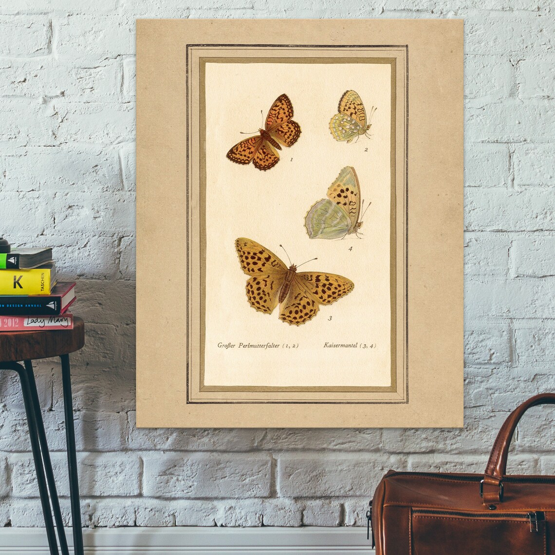 Vintage Fritillary Butterfly Plate Antique Natural History Poster - Image 2