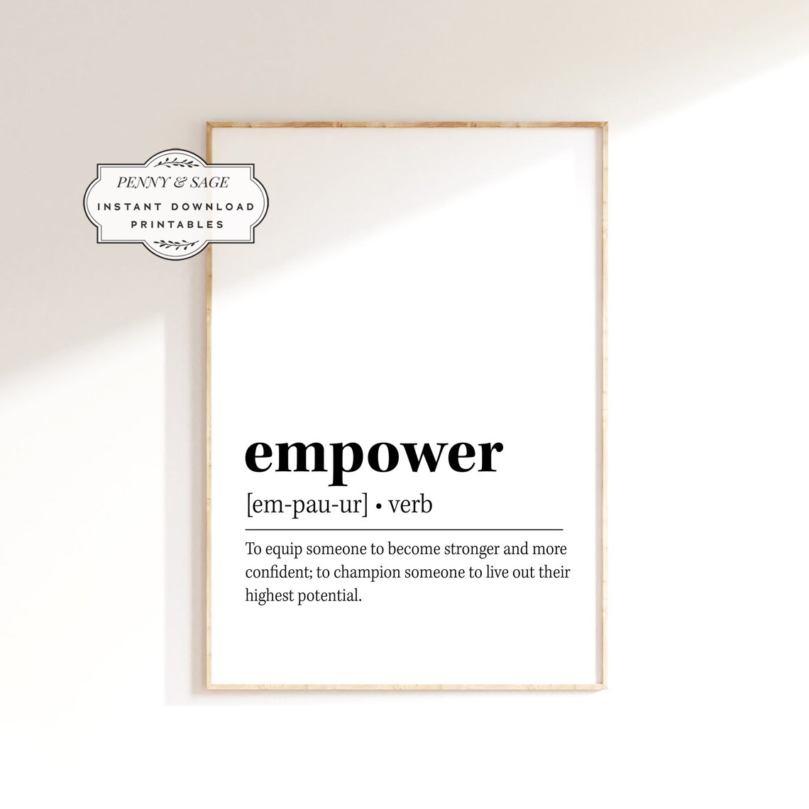 Empower Definition Inspirational Quote Poster For Women Wall Decor Gift
