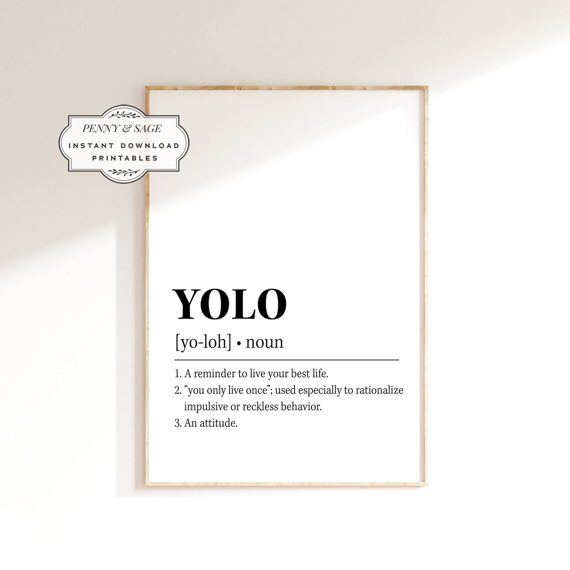 YOLO Definition Quote Print, Funny Motivational Poster - Image 2