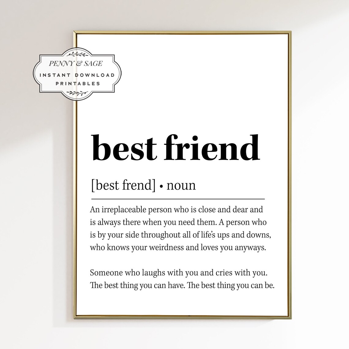 Best Friend Definition Poster Friendship Dictionary Quote Typography - Image 2