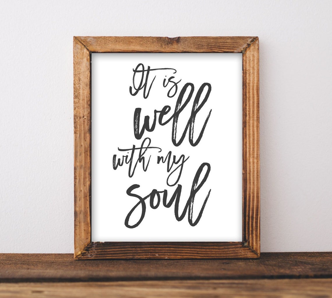 It Is Well With My Soul Hymn Quote Brush Script Farmhouse Poster