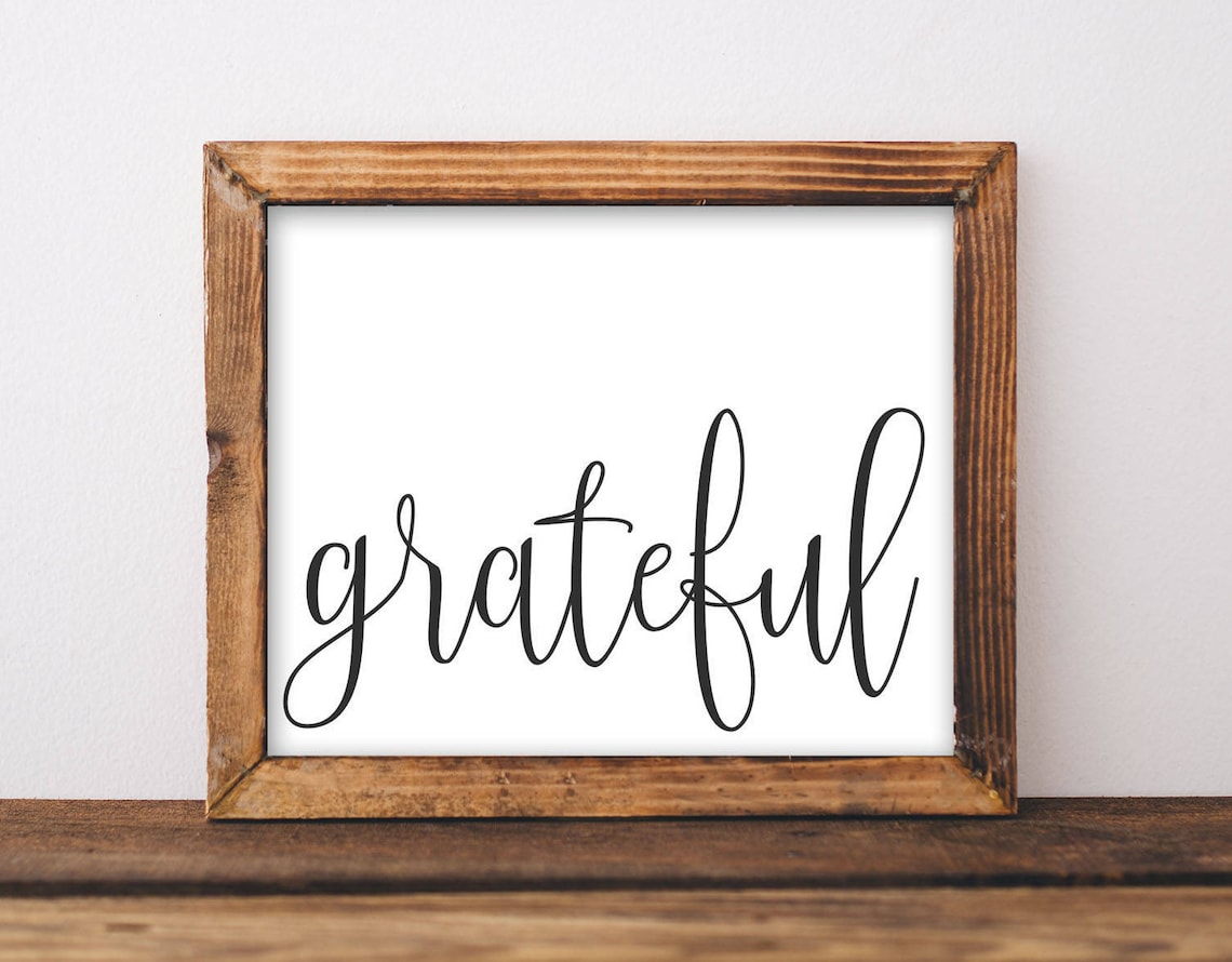 Grateful Quote Art Print, Black White Farmhouse Decor