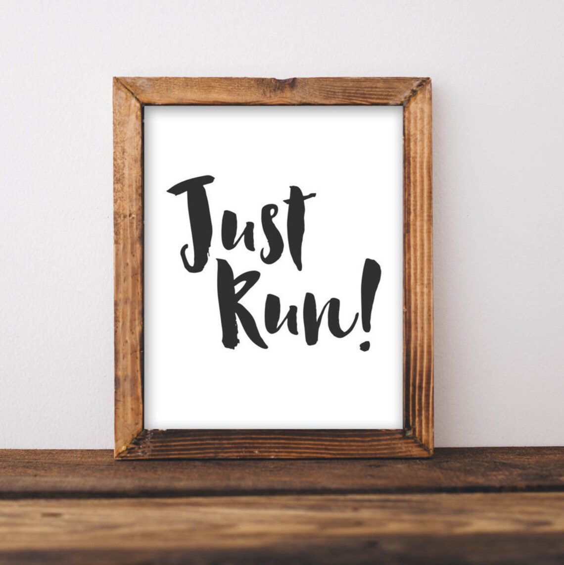 Just Run Quote Art Print, Home Gym Decor
