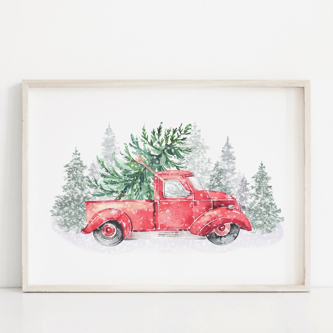 Nostalgic Red Christmas Tree Truck, Retro Holiday Poster - Image 4