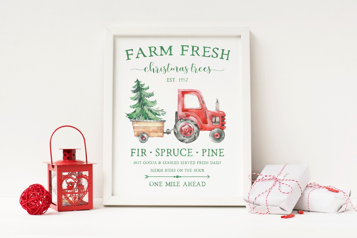 Farm Fresh Christmas Trees Vintage Holiday Art Print