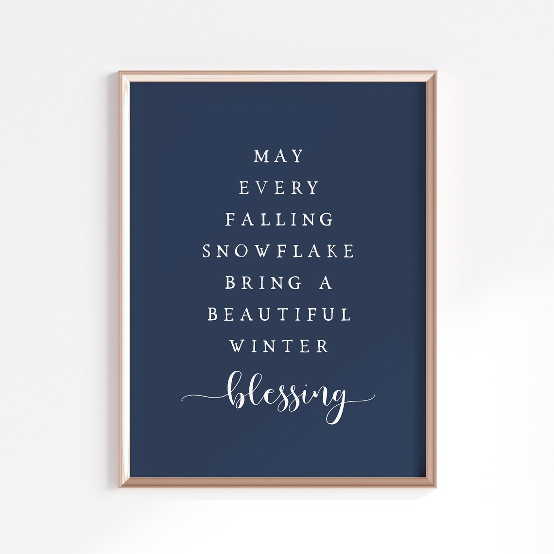 Winter Blessing Quote Minimalist Christmas Art Print - Image 5