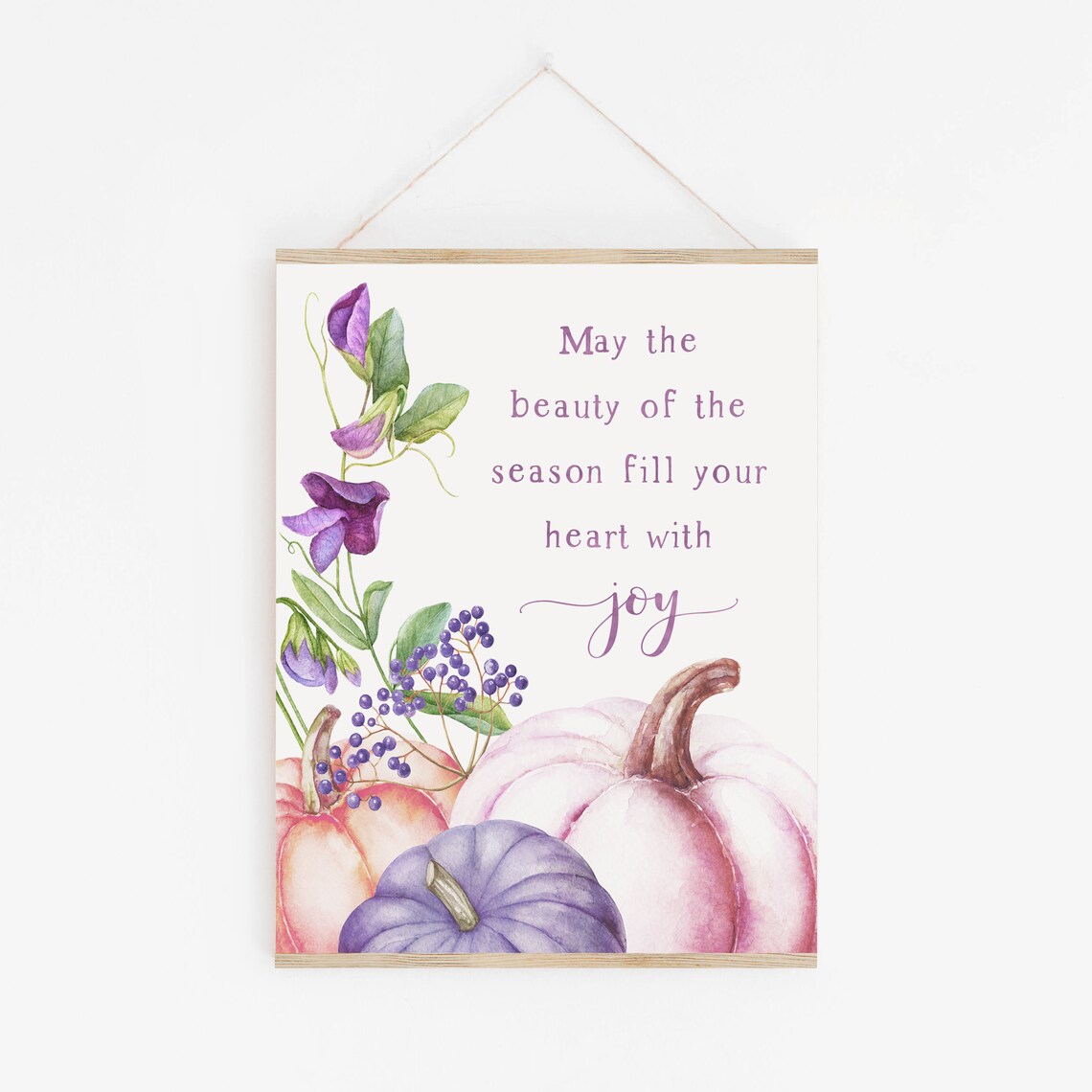 May The Beauty Of The Season Purple Pumpkins Fall Quote Print - Image 2