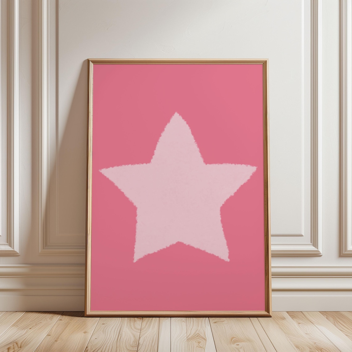 Retro Fluffy Star Pink Geometric Art Print