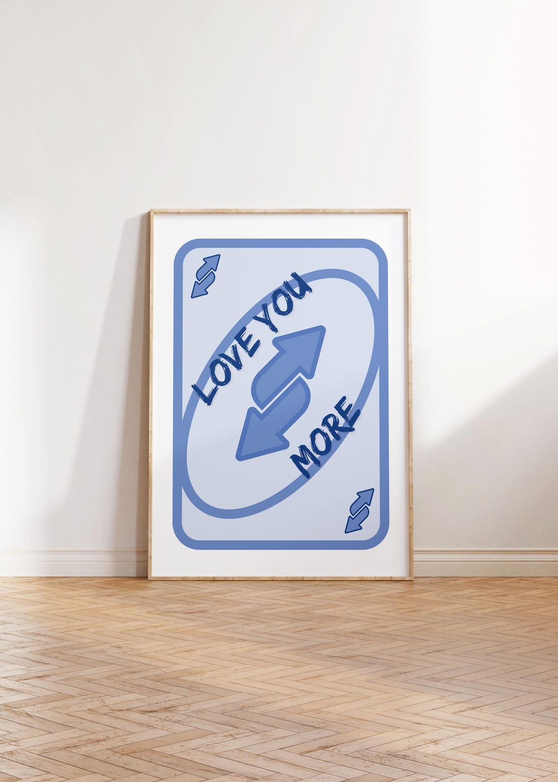 Love You More Light Blue Reverse Playing Card Trendy Preppy Poster
