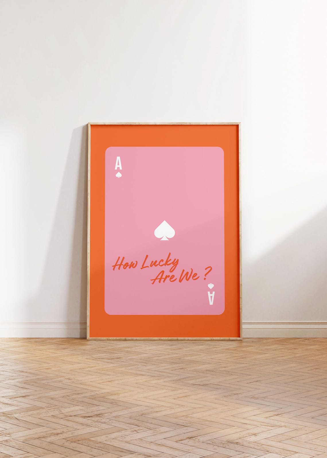 Ace Of Spades Playing Card How Lucky Are We Quote Typography Art Print