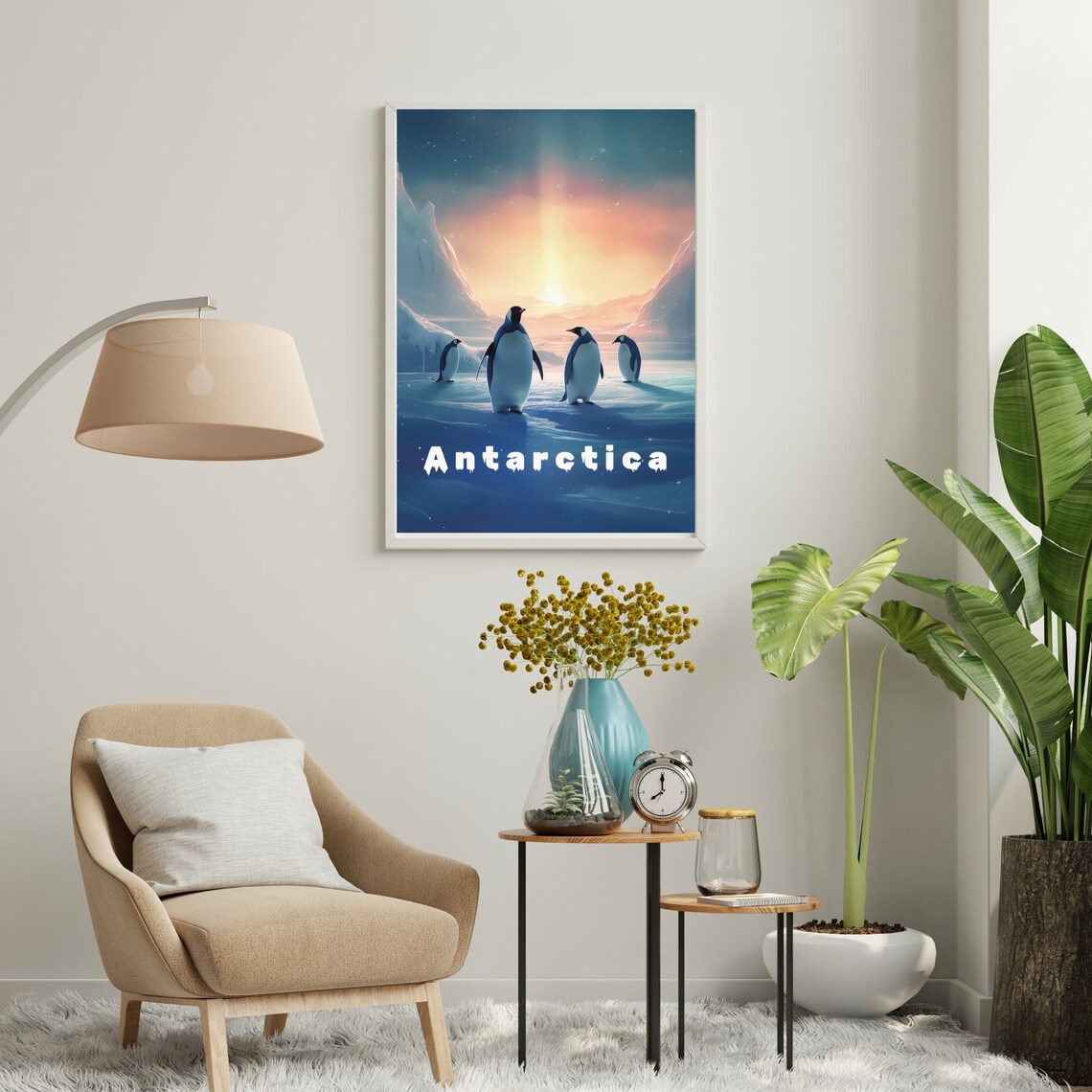 Beautiful Antarctica Penguin Colony at Sunrise Travel Poster - Image 4