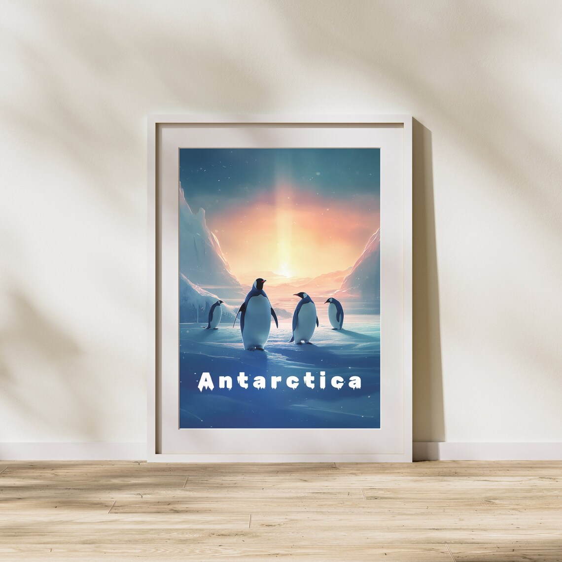 Beautiful Antarctica Penguin Colony at Sunrise Travel Poster - Image 3