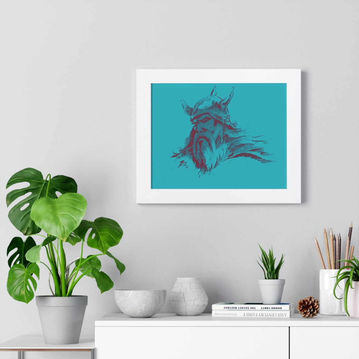 Viking Warrior Framed Horizontal Poster Artwork For Home Decor Nordic Wall Art Gift For Him Man Cave Decoration Unique Gift Idea - Image 2