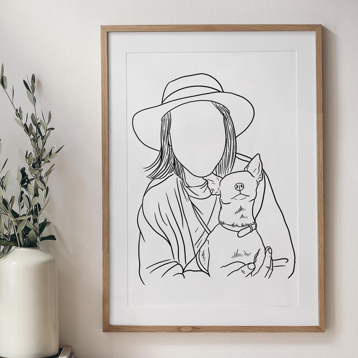 Custom Line Drawing Personalized Dog Portrait