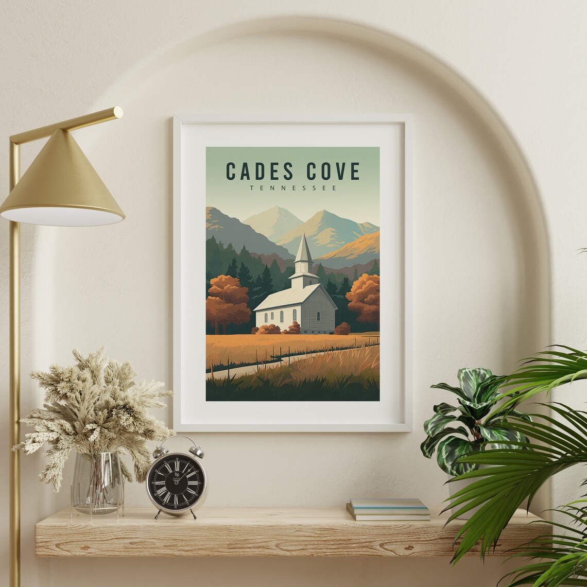 Cades Cove Church, Smoky Mountains Tennessee Travel Poster - Image 2