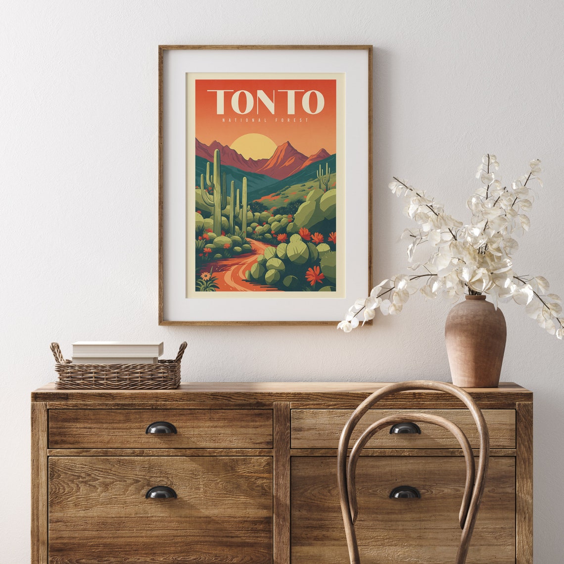 Beautiful Tonto National Forest Desert Sunset Cactus Landscape Poster - Image 3