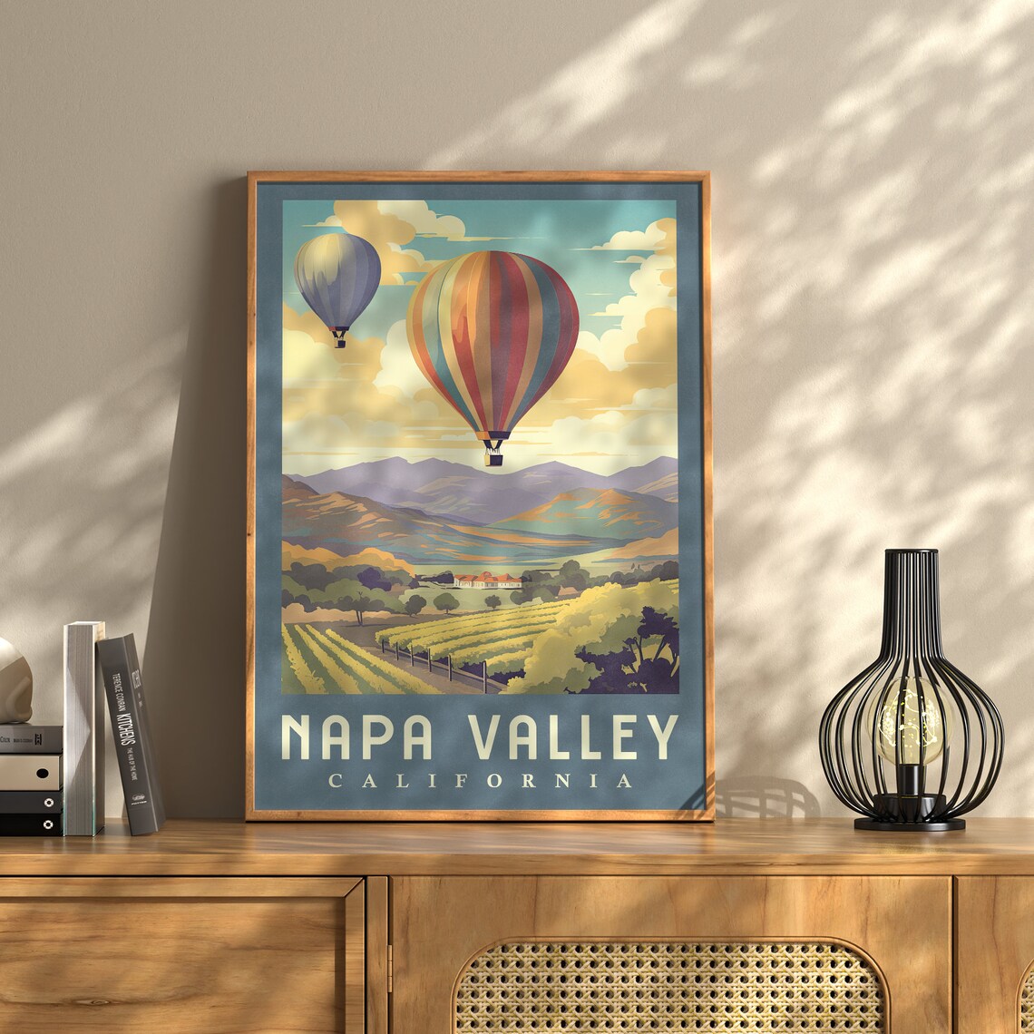 Napa Valley California Travel Poster, Hot Air Balloons