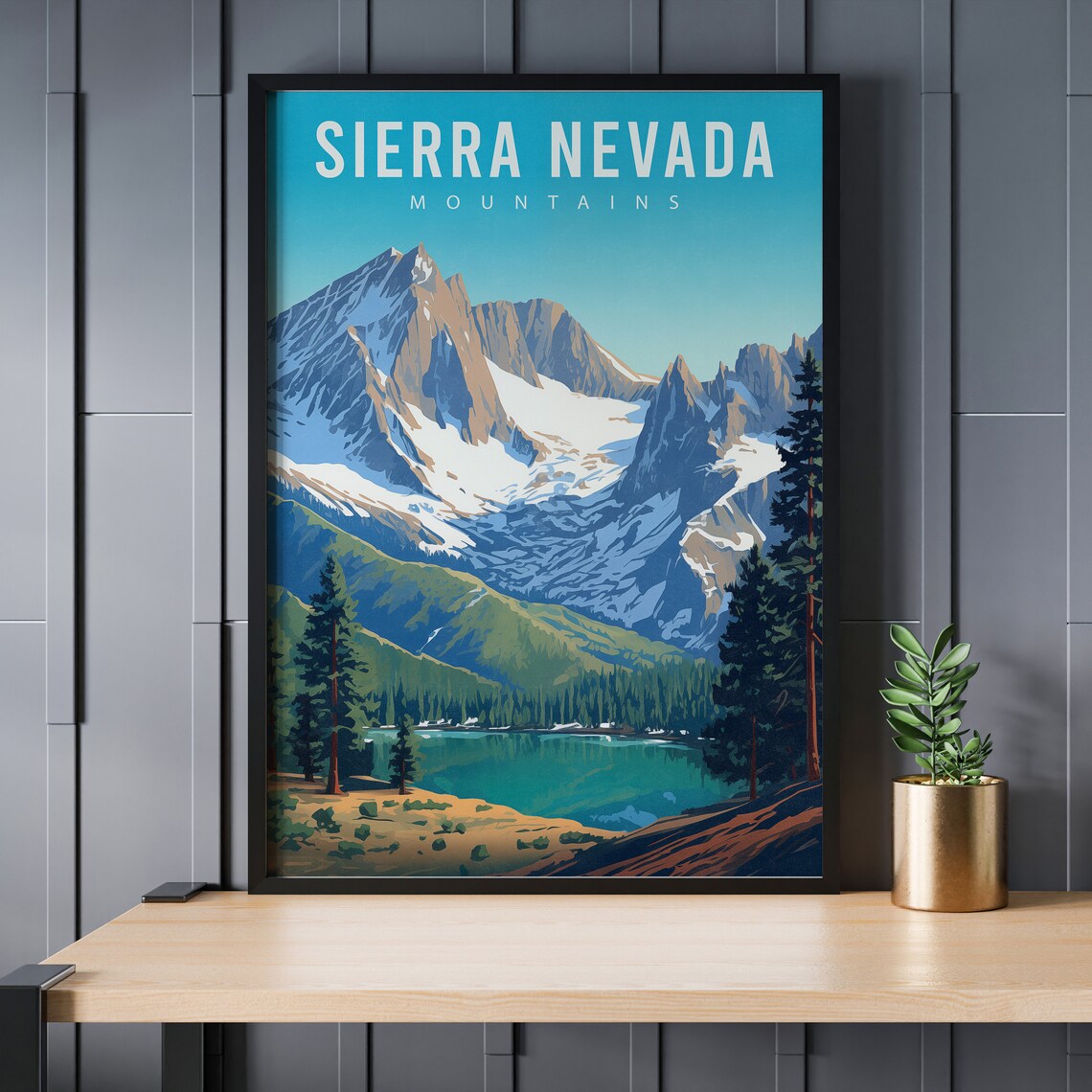 Sierra Nevada Mountains Vintage Travel Poster, California - Image 3