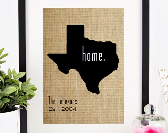 Personalized Wedding Gift For Couple Housewarming Gift Anniversary Gift For Husband State Wall Art Burlap Print Choose Your State