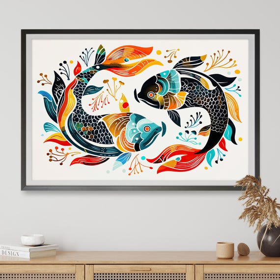 Pisces Fish Zodiac Abstract Art Print