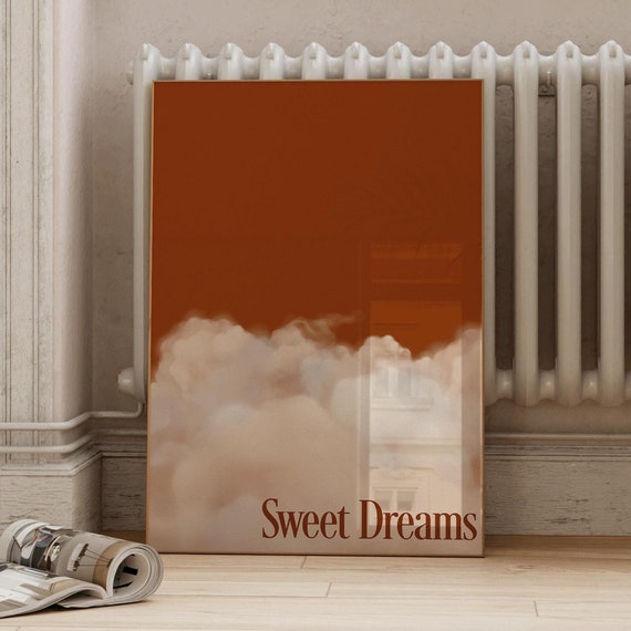 Deep Orange Cloud Print Orange Wall Art Abstract Wall Art Bedroom Wall Art Cloud Print Surrealism Art Mid Century Modern Wall Art