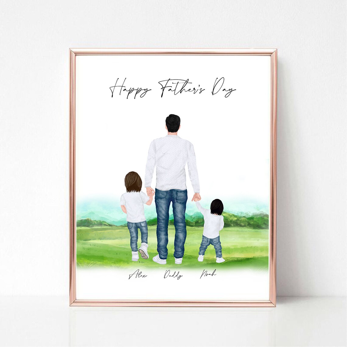 Father And Kids Portrait, Fathers Day Gift
