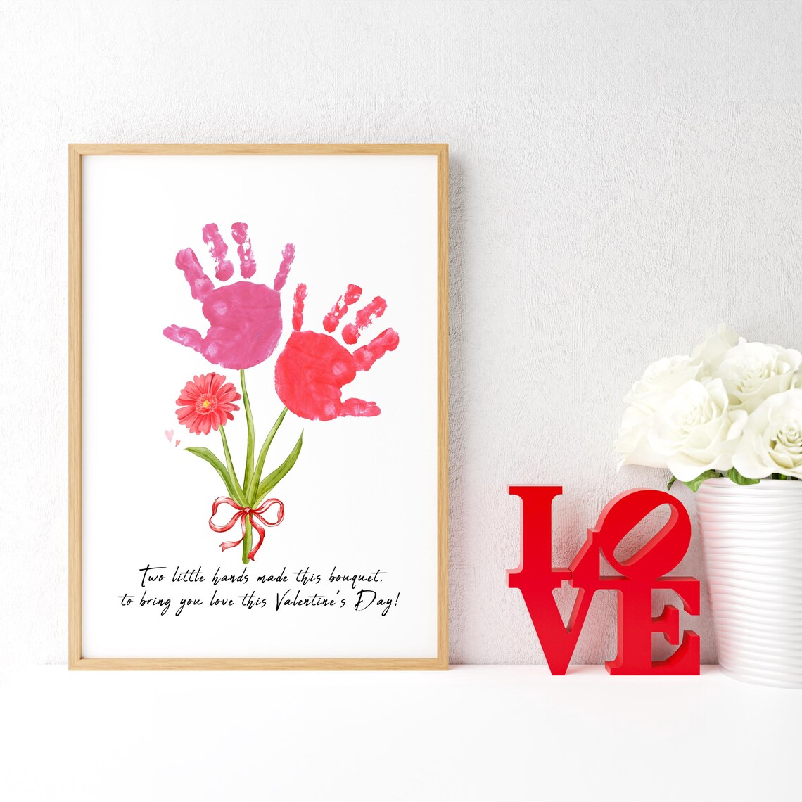 Valentine Handprint Bouquet, Parent Gift Art Print - Image 2