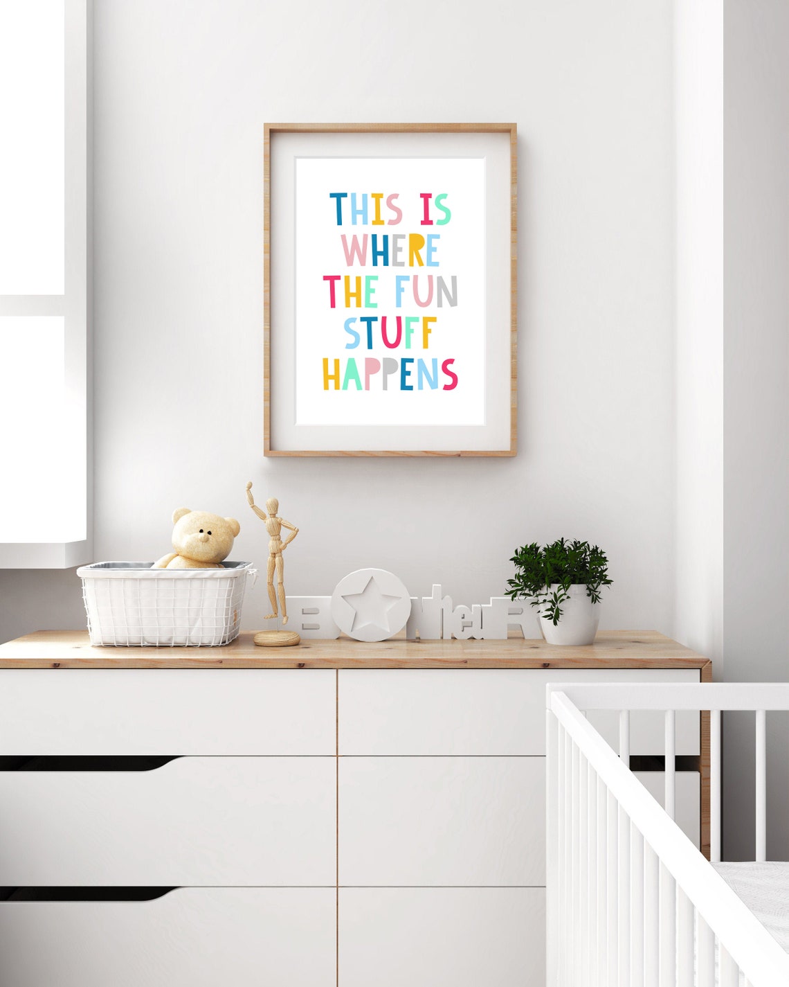 This Is Where the Fun Stuff Happens Colorful Playroom Quote Poster - Image 4