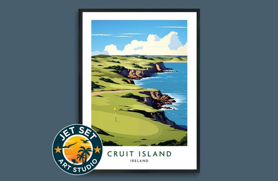 Cruit Island Ireland Golf Course Cliffside Links Travel Poster