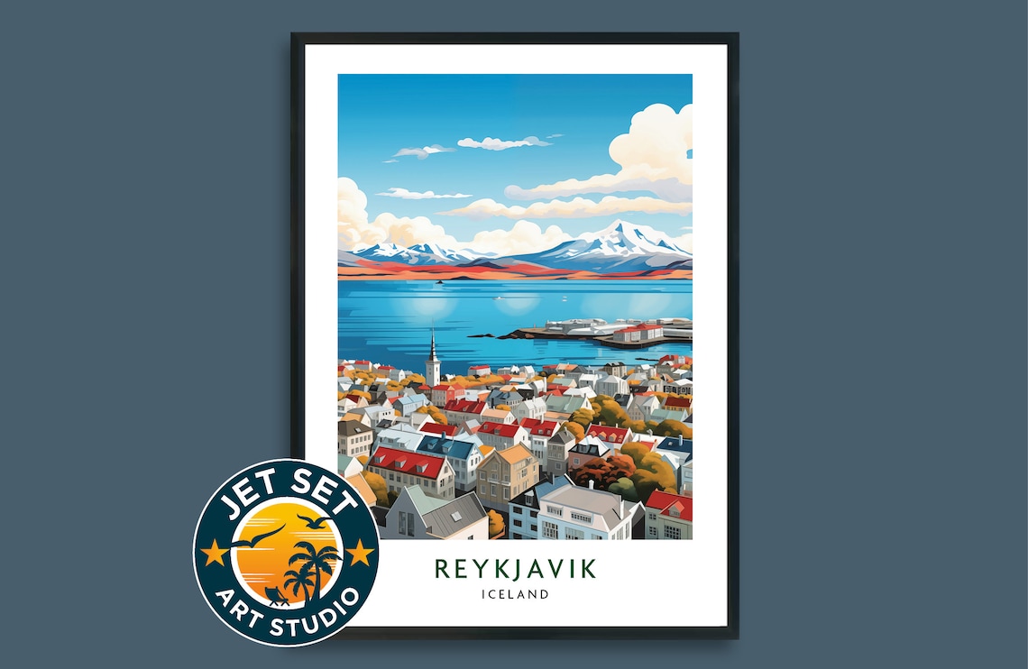 Reykjavik Iceland Travel Poster, Europe Wall Art