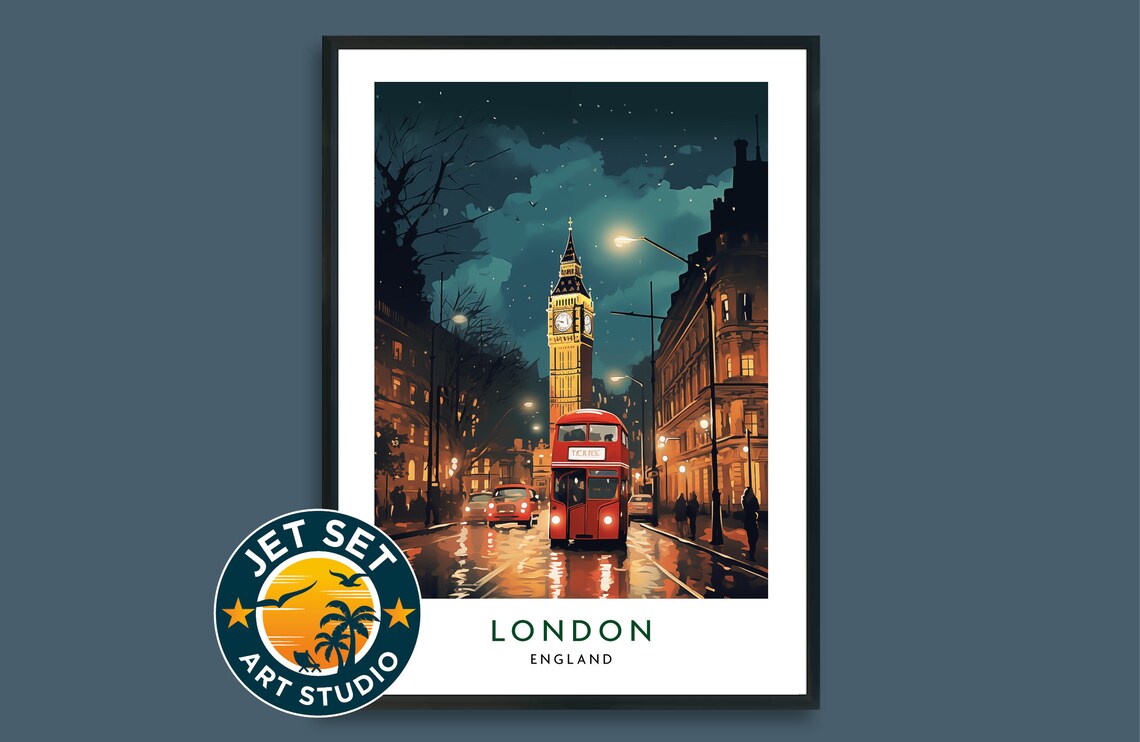London England Travel Poster, City Wall Art