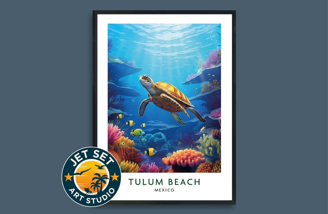 Mexico Tulum Beach Travel Print Poster Wall Art Framed Unframed Canvas Gift