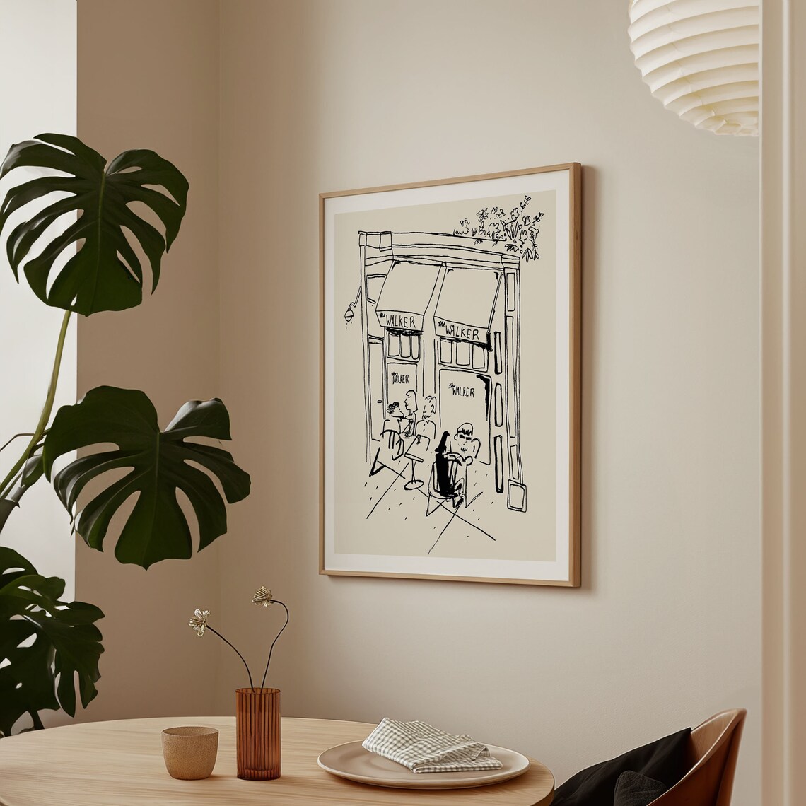 The Walker Cafe Travel Poster, Minimalist Art - Image 3